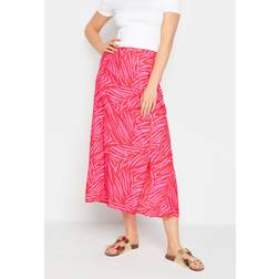 LTS tall pink zebra print midi skirt