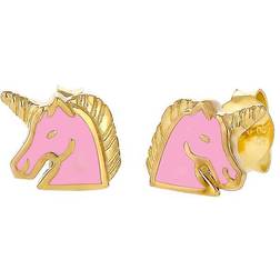 Elli 925 Sterling Silver Gold Plated Unicorn Earrings