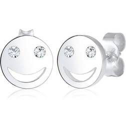 Elli Ohrringe ohrstecker silber 925 kristalle echtschmuck geschenk smiley face