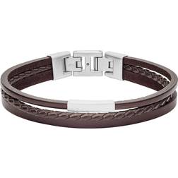 Fossil Men's Leather Bracelet, Color: Brown Model: JF03323040