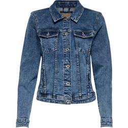 Only Tia Life Short Denim Jacket - Blue/Medium Blue Denim