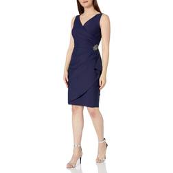 Alex Evenings Short Side Ruched Compression Dress - Navy