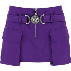 Versace Satin Skørt Med Cargo Lommer - Lilla