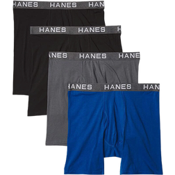 Hanes Men's Ultimate Comfort Flex Fit Ultra Soft Boxer Briefs 4-pack - Black/Grey