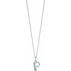 Beginnings Art Deco Initial Pendant Necklace - Silver/Transparent