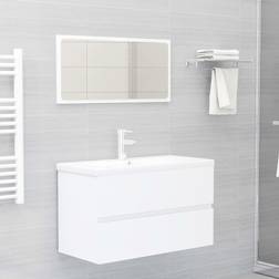 vidaXL Ensemble De Meubles De Salle De Bain Blanc Aggloméré