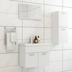 vidaXL Ensemble De Meubles De Salle De Bain Blanc Aggloméré