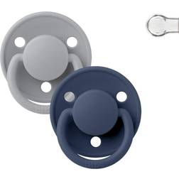 Bibs Sut De Lux 2-pak Silicone, Cloud/Steel Blue