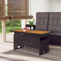 vidaXL Tuintafel 100 x 50 x 43 cm Acaciahout en Poly Rattan Zwart