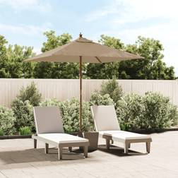 vidaXL Ombrellone Da Giardino Con Palo In Legno Tortora 198x198x231 cm