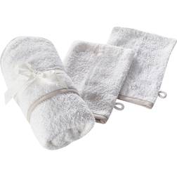 Kinder Valley Babys hooded towel and 2 pack wash mitts white luxury super soft babies towels