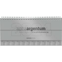 Alpha Tisch-Querkalender Argentum 2024 29,7 x 13,5 cm 1 Woche 2 Seiten Silber