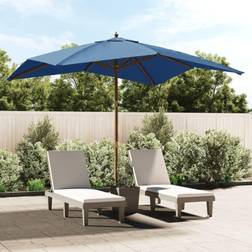 vidaXL Ombrellone Da Giardino Con Palo In Legno Azzurro 300x300x273 cm - Blu