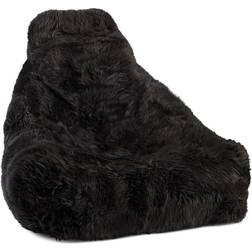 Natures Collection Long Wool Sheepskin Bean Bag Chair, Black Poltrona sacco