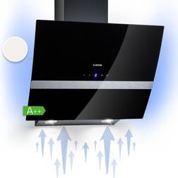 Klarstein Clara 60 Cappa Aspirante 509 m3/h Touch Luce Ambientale, Trasparente, Nero