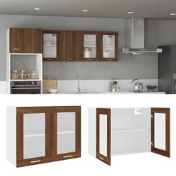 vidaXL Pensile Vetro Rovere Marrone 80x31x60 cm Legno Multistrato Mobile a Parete