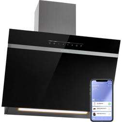 Klarstein Campana Extractora Ava 60 60 cm Wall Hood WiFi A++ 515 m3/h Touch 60cm, Negro, Transparente