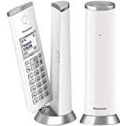 Panasonic KX-TGK212JTW trådlös DECT-telefon med 1,5 tums LCD-bakgrundsbelysning, vita ringsignaler, oönskade samtal, Eco och Eco Plus, vit