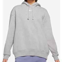 Nike Essential Oversized Fleece Hoodie - Dark Grey Heather/Base Grey/White