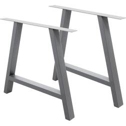 ECD Germany Set 2 Pieds 70 x 72 cm A-Design Gris Acier Revêtement en Poudre Pied de table