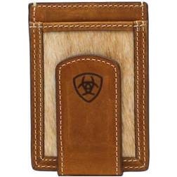 Ariat Mens Card Case Money Clip Calf Hair Wallet - Brown