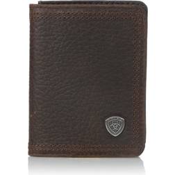 Ariat performance work mens bi-fold flipcase leather wallet dark rowdy brown