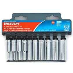 Crescent Sizes X 1/4 drive Metric 6 Point Deep Well Head Socket Wrench