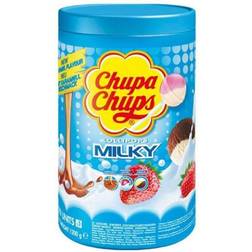 Chupa Chups Tubo de 100 Sucettes Parfums Choco/Vanille Lait/Fraise, Caramel 1,2 kg