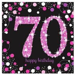 Amscan Sparkling Pink Celebration 70th Birthday Party Napkins (Pack Of 16) Rosa