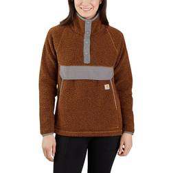 Carhartt Giacca Women's 104922 in Pile con Bottoni a Pressione sul Davanti - Bruciata/Nero