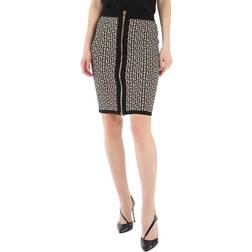 Balmain Midi Strikkjole Med Monogram - Sort