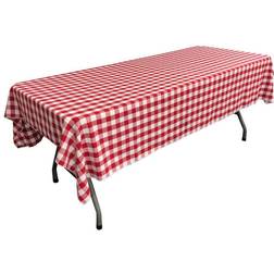 LA Linen Gingham Tablecloth White, Red