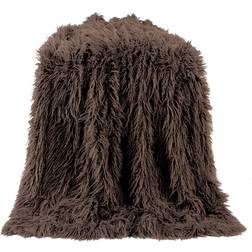 HiEnd Accents Mongolian Lamb Fur Blankets Gray, Brown