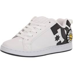 DC Women's Court Graffik Low Shoe Skate, White/Black/Yellow