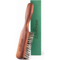 ZilberHaar Vegan Regular Beard Brush Stiff Vegetal Bristles Mexican Tampico Fibers and Deluxe Walnut Wood Animal-Free Made in Germany