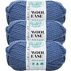 Lion Brand Yarn Wool-Ease Thick and Quick Yarn 3 Pack Denim