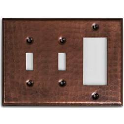 Monarch Abode Pure Copper Hammered Double Switch/Single Rocker Wall Plate