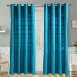 Homescapes 137cm Drop 137cm, Teal Cotton Rajput Ribbed