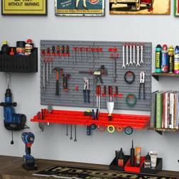 DURHAND 54 Piece Wall Mount Pegboard and Shelf Tool Organizer Grey