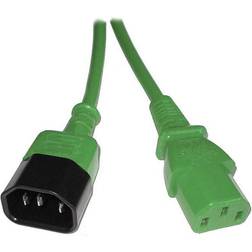 Smart 2m iec c13 socket to c14 plug mains extension cable green