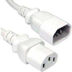 Smart 2m iec c13 socket to c14 plug mains extension cable white