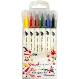 Pentel Arts BrushSignPen Pinselstift Twin, 6er Set