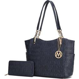 MKF Collection Allison 2 Pcs Tote & Wallet Handbag - Navy