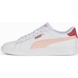 Puma Smash 3.0 Leather Sneakers für Jugendliche Schuhe Für Kinder, Weiß/Rosa, Größe: 35.5, Schuhe