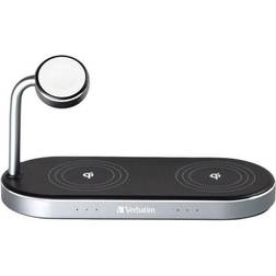 Verbatim WCS-03 aluminium 3-i-1 Qi MFi Dual Wireless Apple Watch Charger