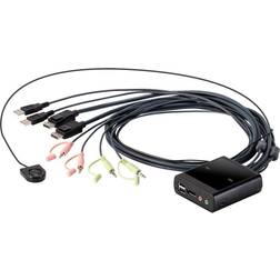 Monoprice 2-Port USB DisplayPort Cable KVM Switch with Remote Port Selector