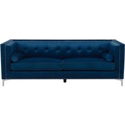 Beliani 3 Places Type Chesterfield En Velours Bleu Foncé Capitonné Canapé