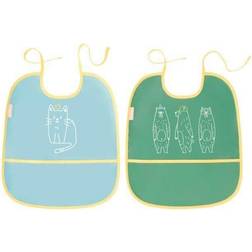 Badabulle Lot of 2 flexible bibs, Impermeable with recuperator, from 0 to 3 years