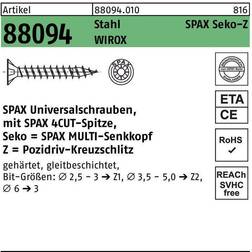 Spax r 88094 Senkkopf m.Spitze/Kreuzschl.-PZ verzinkt wirox