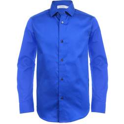 Calvin Klein Boys' Long Sleeve Sateen Dress Shirt - Button-down